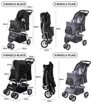 Pawz Pet Stroller Dog Cat Cage Carrier Travel Pushchair Foldable Pram 3/4 Wheels