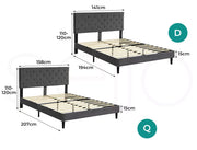 Levede Velvet Bed Frame Double Queen Mattress Base Platform Adjustable Headboard
