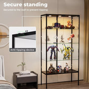 Stacked Tempered Glass LED Display Cabinet Steel Collections With RGB Light