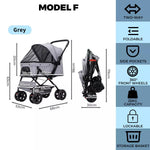 Pawz Pet Stroller Dog Cat Pram Travel Carrier Foldable Pushchair Outdoor Large