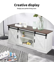 Levede TV Cabinet Entertainment Unit Stand Wooden Table Sliding Barn Door 150CM