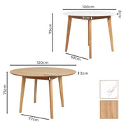 Levede Dining Table Round Rubberwood Base Kitchen Cafe Restaurant 100/120cm
