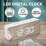 Alarm Clock Digital Led Mirror Desk Table Temperature Time Snooze USB Battery