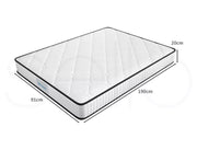 Dreamz Spring Mattress Bed Pocket Tight Top Foam Medium Firm Single Size 20CM
