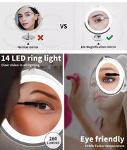 10x Magnifying Makeup LED Mirror 360° Rotation Wall Cosmetic Bathroom Mirrors