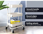 Levede 3 Tiers Kitchen Trolley Cart Steel Storage Rack Shelf Organiser White