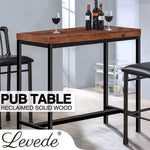 Levede High Bar Table Vintage Industrial Solid Wood Kitchen Cafe Desk 120X50CM