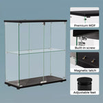 Stacked Glass Display Cabinet Lockable Collections Storage 2 Tier Shelf 2 Door