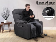 Levede Recliner Chair Electric Lift Chairs Armchair Lounge Fabric Sofa USB