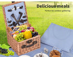 2 Person Picnic Basket Willow Baskets Set Insulated Outdoor Blanket StorageGift