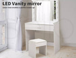 Levede Dressing Table Set Makeup Mirror Jewellery Organizer Cabinet 12 LED Bulbs