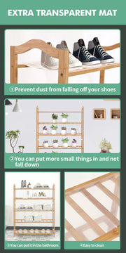 Levede 2x Bamboo Shoe Rack Shoes Organizer Storage Shelves Stand Shelf 5 Tier