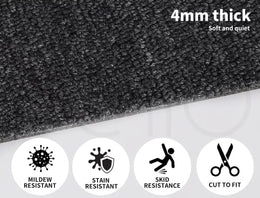 Marlow 20x Carpet Tiles Heavy Commercial Retail Office Flooring Black 50X50cm