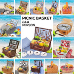 Picnic Basket 2/4 Person Insulated Baskets Set Wicker Outdoor Blanket Gift Park