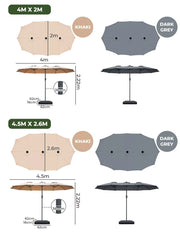Centra Large Patio Umbrella Outdoor Garden Pool Market Base Stand Double-sided