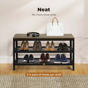 Levede 3-Tier Shoe Rack Bench Storage Cabinet Organisers Industrial Steel 73cm