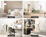 Emitto Tripod Floor Lamp Reading Light Adjustable Wooden Stand White Shade