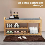Levede Bamboo Shoe Rack Bench Entryway Seat Storage Cabinet Organizer 100cm