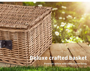 Picnic Basket 2/4 Person Insulated Baskets Set Wicker Outdoor Blanket Gift Park