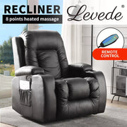 Levede Electric Massage Chairs Reclining Full Body Leather Lounge Sofa Heated