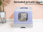 Pawz Cat Litter Box Fully Enclosed Toilet Trapping Odor Control Basin Purple