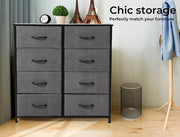 Levede Chest of Drawers Storage Cabinet Tower Dresser Tallboy 8 Drawer Grey