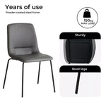 Levede Stackable Dining Chairs Kitchen Lounge Chair PU Leather Grey Set of 4