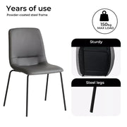Levede Stackable Dining Chairs Kitchen Lounge Chair PU Leather Grey Set of 4