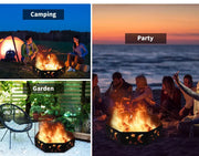 Moyasu Round Fire Pit Ring Outdoor Fireplace Camping Firepit Steel Portable 36