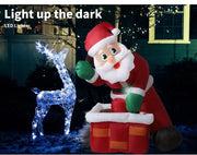 Santaco Inflatable Christmas Decor Santa Chimney 1.2M LED Lights Xmas Party