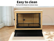 Pawz Wooden Wire Dog Kennel Side End Table Steel Puppy Crate Indoor Pet House M