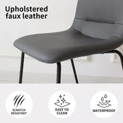 Levede Stackable Dining Chairs Kitchen Lounge Chair PU Leather Grey Set of 4