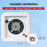 Manan Caravan Roof Vent Shower Hatch Air Exhaust Fan LED Light Camper Trailer