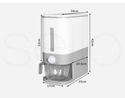 Toque Cereal Dispenser Grain Container Auto Rice Dry Pet  Storage Box 12L Grey
