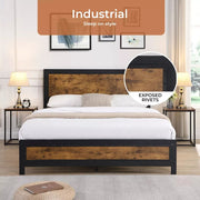 Levede Metal Bed Frame Double Mattress Base Platform Wooden 4 Storage Drawers