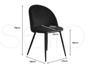 Levede 2x Dining Chairs Kitchen Cafe Lounge Chair Sofa Upholstered Velvet Black