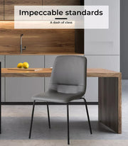Levede Stackable Dining Chairs Kitchen Lounge Chair PU Leather Grey Set of 4