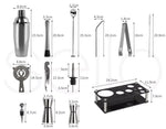 Cocktail Shaker Set Stainless Steel Bartender Kit 20pcs Martini Strainer Maker