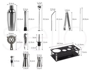 Cocktail Shaker Set Stainless Steel Bartender Kit 20pcs Martini Strainer Maker