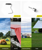 Mountview Screw Tent Pegs Heavy Duty Steel 15x Camping Ground Stake Glow Case