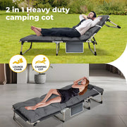Levede Folding Camping Bed Camping Cot Adjustable Backrest Home Office Outdoor