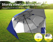 Mountview Beach Umbrella Outdoor Umbrellas Sun Shade Garden Shelter 2.33M Blue.
