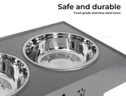Pawz Elevated Pet Feeder Food Water Double Bowl  Adjustable Height Raised Stand