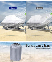 12-14 FT Boat Cover Trailerable Weatherproof 600D Jumbo Marine Grade Heavy Duty