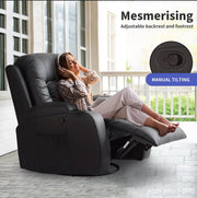 Levede Massage Sofa Chair Recliner 360 Degree Swivel PU Leather Lounge Heated