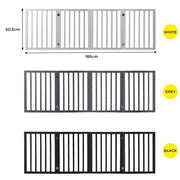 Pawz Wood Pet Gate Dog Fence Indoor Guard Safety Barrier Portable Folding Black