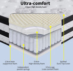 Dreamz Spring Mattress Euro Top Double Bed 5 Zone Pocket Medium Firm Memory 35cm