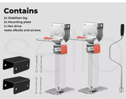 Manan 2X 410mm-545mm Drop Down Corner Steadies Legs 1200LB Caravan Trailer Steel