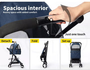 Pawz Large Pet Stroller Dog Cat Carrier Travel Pushchair Foldable Pram 4 Wheels