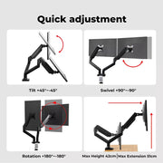 Traderight Monitor Stand Dual Arm TV Bracket Screen LED Holder Desk Freestanding